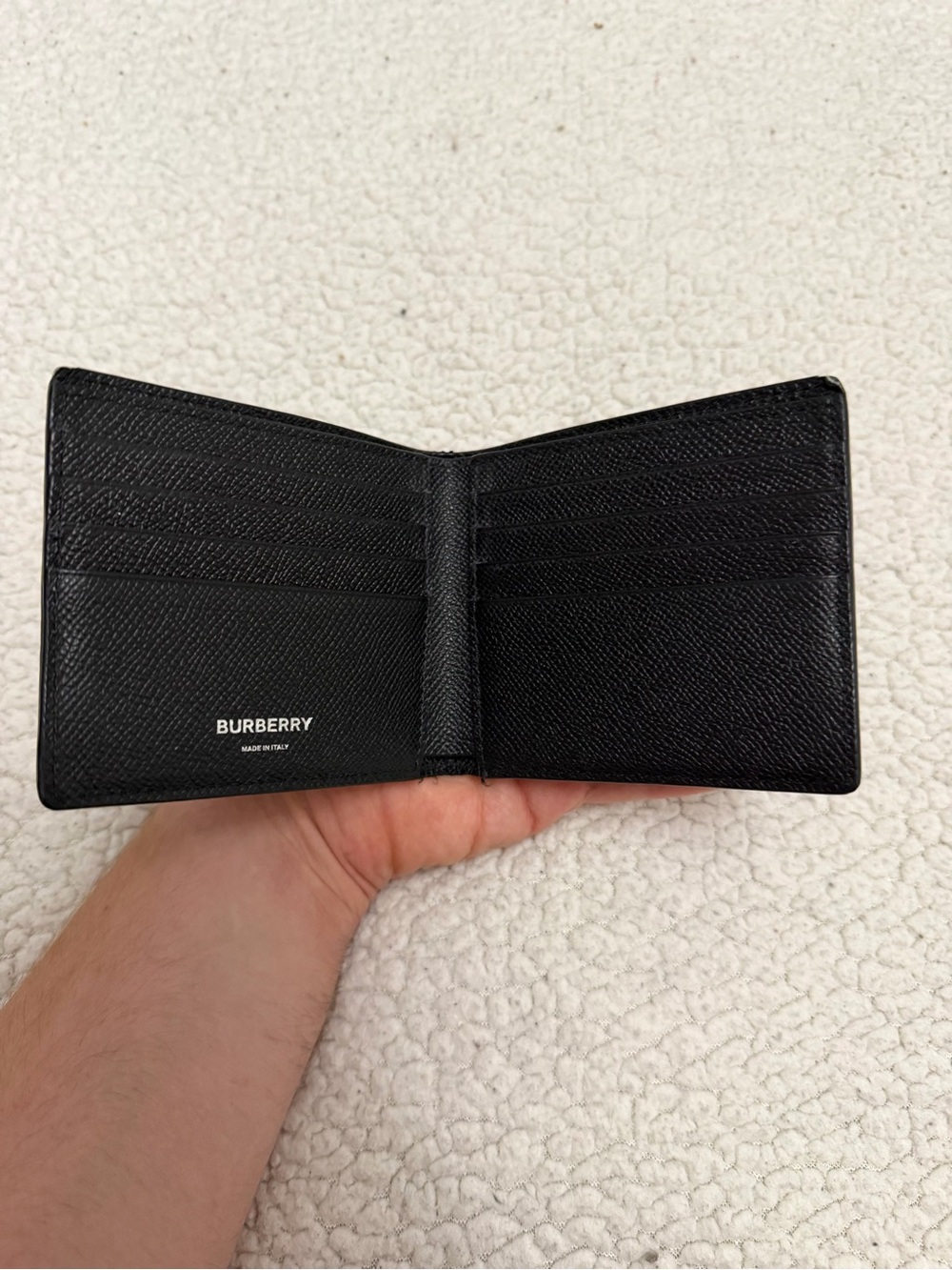 Men's Burberry Black Leather Bifold Wallet - Picture 9 of 11